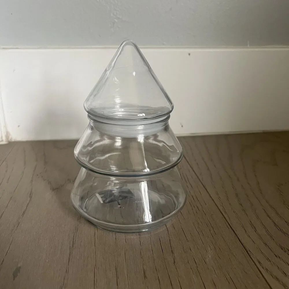 Anchor Hocking Glass Christmas Tree Shaped Jar Container Canister 9.5 inch NEW